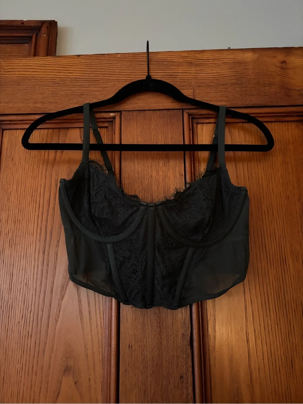 Dark Green Lace Longline Bralette